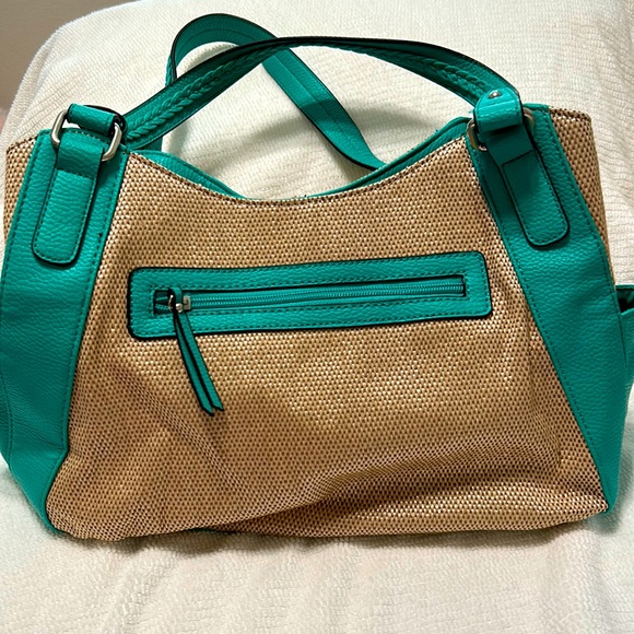 Apt. 9 Turquoise and Straw Colored Purse. - Picture 1 of 9